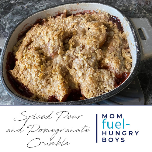 Spiced Pear and Pomegranate Crumble